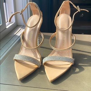 Tan Bedazzled Skinny Heels